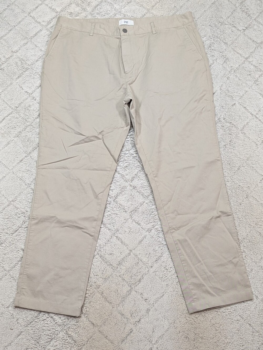 Spoke London Pants Mens 40x30 Beige Khaki Build B Slim Straight Cotton Chino
